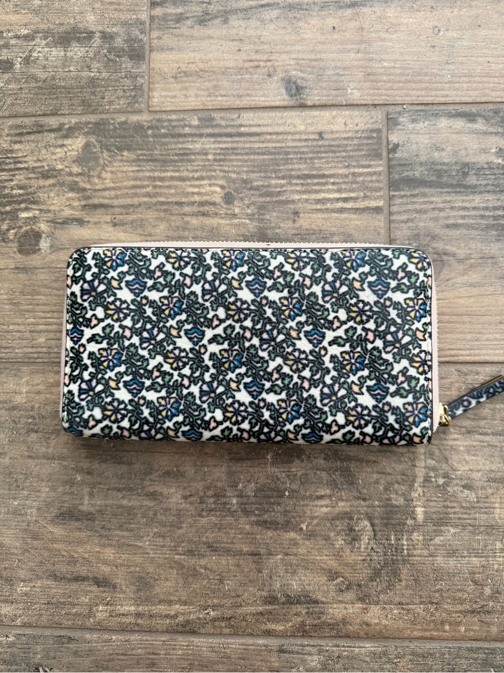 Tory Burch Color-Block Zip Continental Wallet in Ivory Wild Pansy